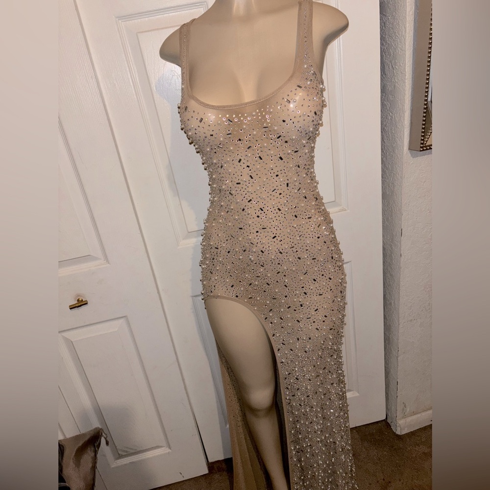 Pearl studded Beige Gown